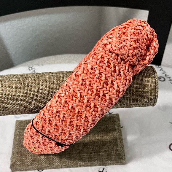 LELE SADOUGHI NWT AUTHENTIC WOVEN RAFFIA KNOTTED APRICOT COLOR HEADBAND - Picture 5 of 11